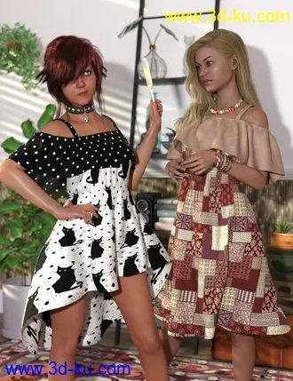 3D打印模型Playground Textures for dForce Ruffle BN Off Shoulder Dress的图片