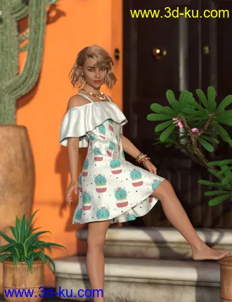 3D打印模型Playground Textures for dForce Ruffle BN Off Shoulder Dress的图片