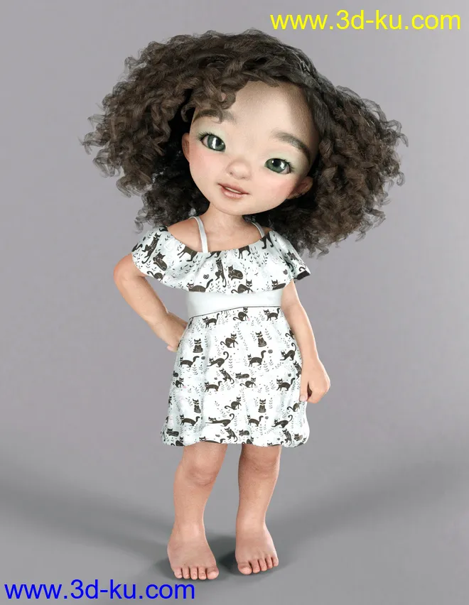 Playground Textures for dForce Ruffle BN Off Shoulder Dress模型的图片9