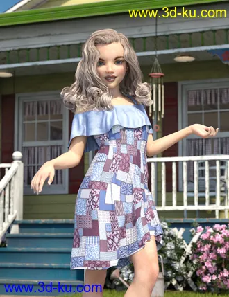 3D打印模型Playground Textures for dForce Ruffle BN Off Shoulder Dress的图片