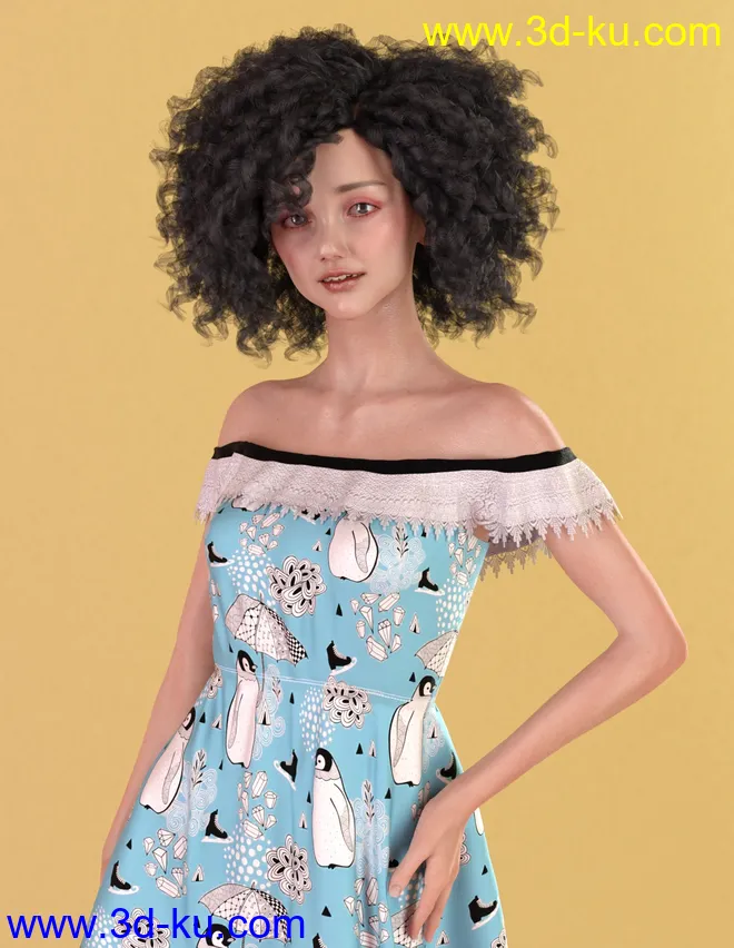 Playground Textures for dForce Ruffle BN Off Shoulder Dress模型的图片11