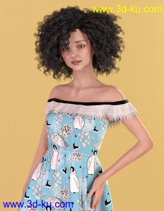 3D打印模型Playground Textures for dForce Ruffle BN Off Shoulder Dress的图片