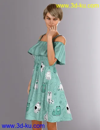 3D打印模型Playground Textures for dForce Ruffle BN Off Shoulder Dress的图片