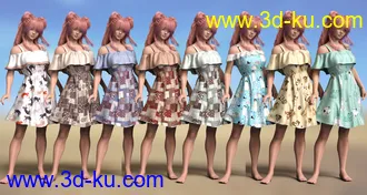 3D打印模型Playground Textures for dForce Ruffle BN Off Shoulder Dress的图片