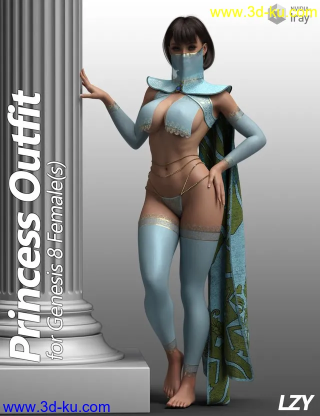 Princess Outfit for Genesis 8 Female模型的图片1