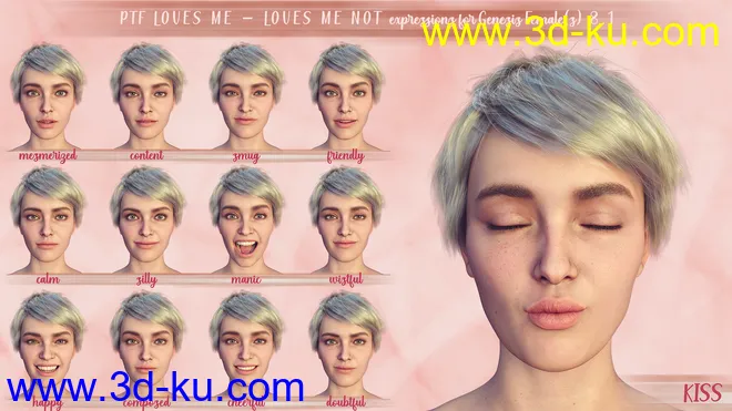 PTF Loves Me - Loves Me Not Expressions for Genesis 8.1 Female模型的图片2