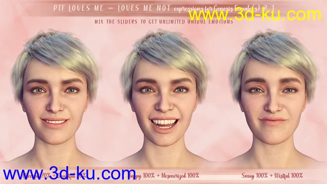 PTF Loves Me - Loves Me Not Expressions for Genesis 8.1 Female模型的图片4