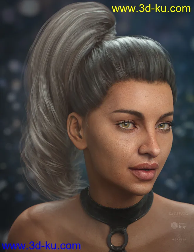 Qiana Hair for Genesis 3 and 8 Females模型的图片2