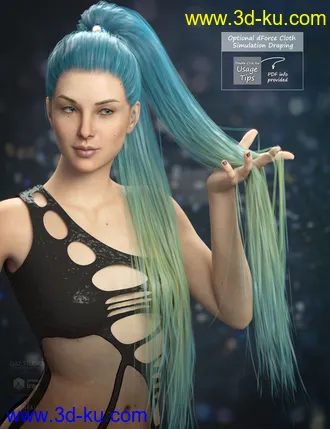 3D打印模型Qiana Hair for Genesis 3 and 8 Females的图片