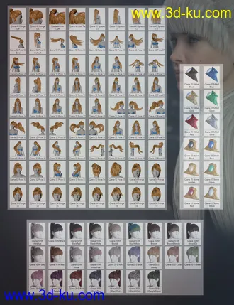 3D打印模型Qiana Hair for Genesis 3 and 8 Females的图片