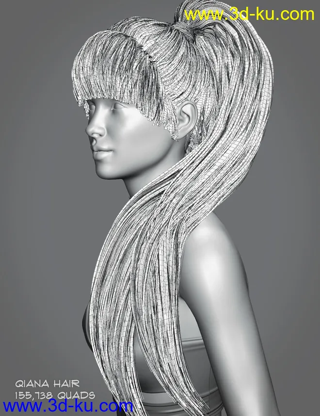 Qiana Hair for Genesis 3 and 8 Females模型的图片15