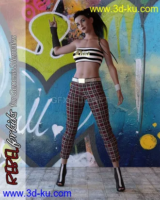 3D打印模型Rebel for Kicks - Outfit for Genesis 8 Females Daz Studio的图片