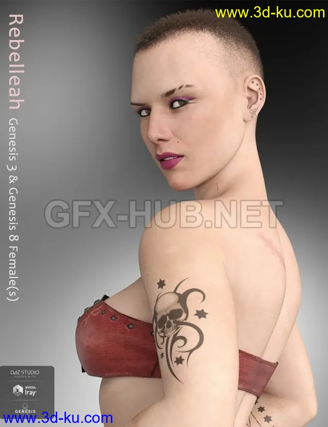 Rebelleah for Genesis 3 and 8 Female模型的图片1