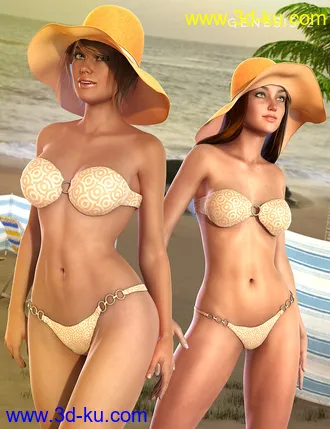 3D打印模型Ring Bikini and Sun Hat for Genesis 2 Female(s)的图片