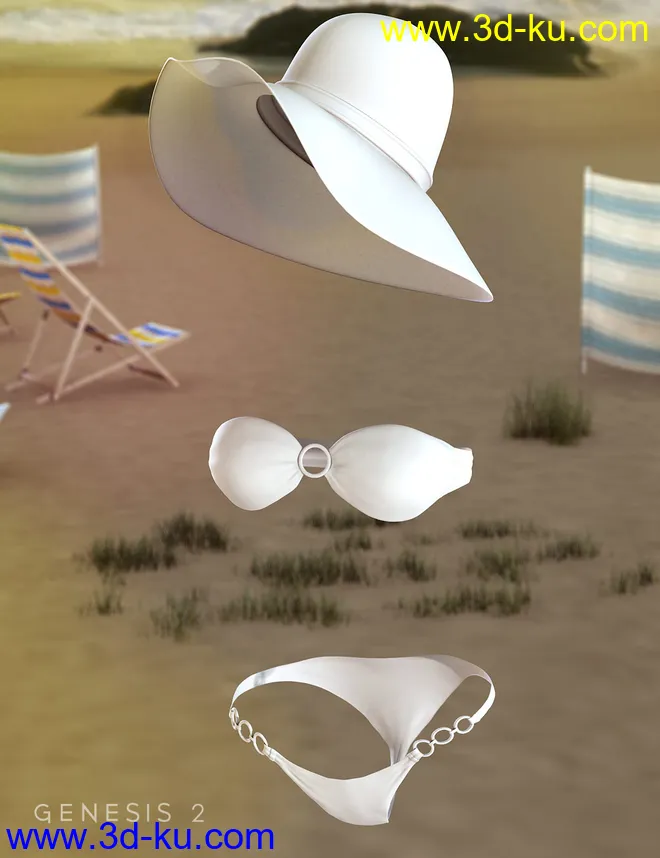 Ring Bikini and Sun Hat for Genesis 2 Female(s)模型的图片5