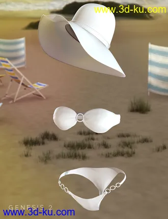 3D打印模型Ring Bikini and Sun Hat for Genesis 2 Female(s)的图片