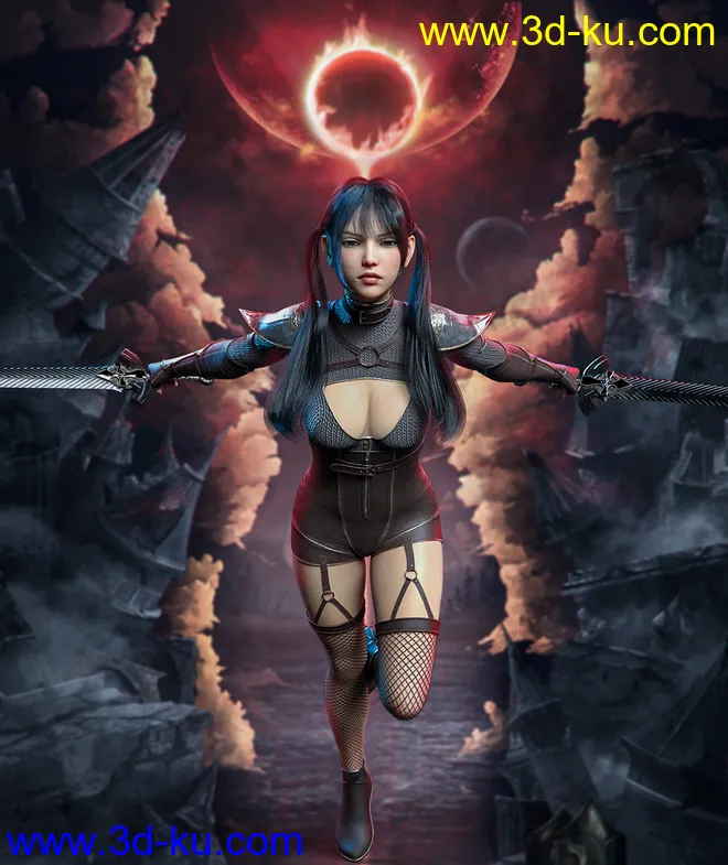 Ronin Warrior Outfit for Genesis 8 Females模型的图片3