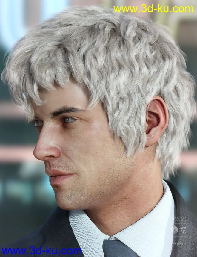 Royce Hair for Genesis 3 & 8 Male(s)模型的图片2