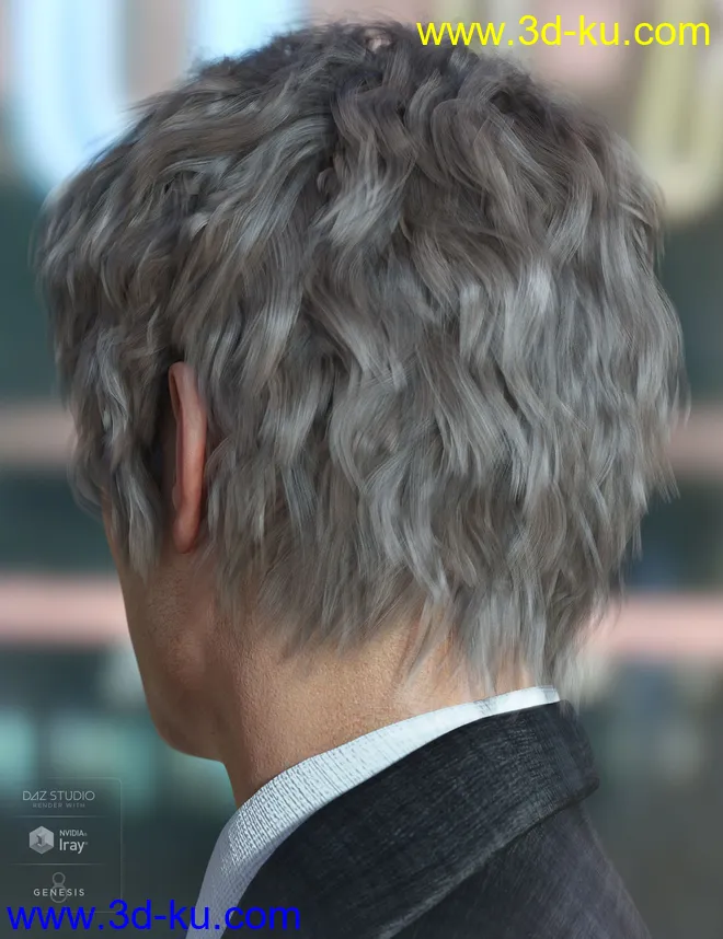 Royce Hair for Genesis 3 & 8 Male(s)模型的图片5