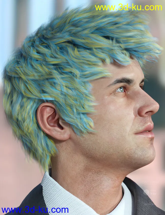 Royce Hair for Genesis 3 & 8 Male(s)模型的图片6