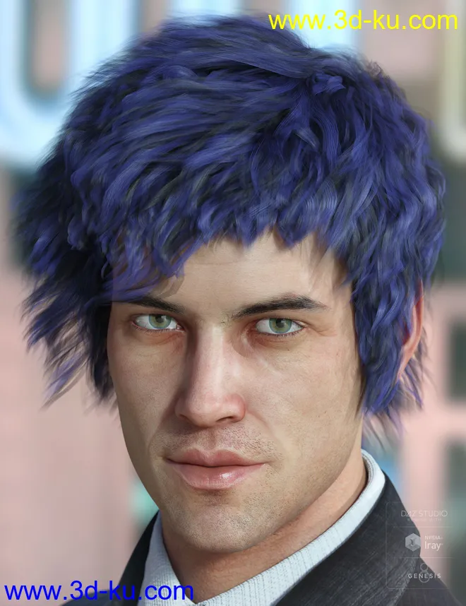 Royce Hair for Genesis 3 & 8 Male(s)模型的图片11