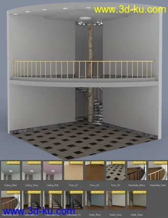 3D打印模型S3D Staircase Studio Interior Sets, Props and HDRI Lights的图片