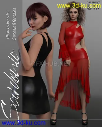 3D打印模型Sardonic dForce dress for Genesis 8 Females的图片