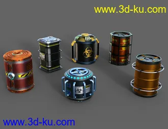 3D打印模型Sci-Fi Barrels的图片