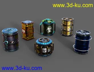 3D打印模型Sci-Fi Barrels的图片