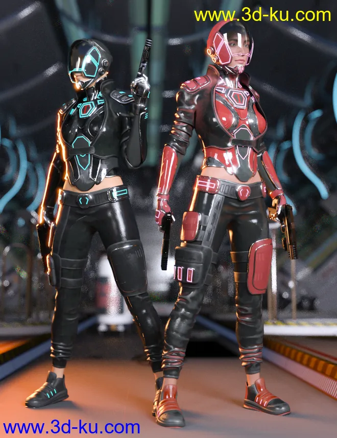 Sci-Fi Urban Warrior Outfit for Genesis 8 and Genesis 8.1 Females模型的图片1