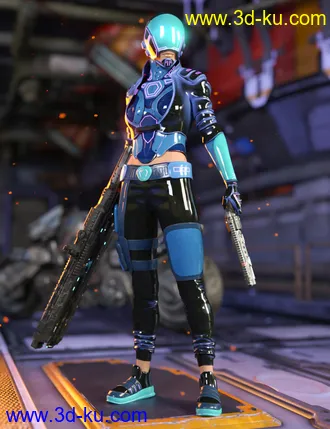 3D打印模型Sci-Fi Urban Warrior Outfit for Genesis 8 and Genesis 8.1 Females的图片