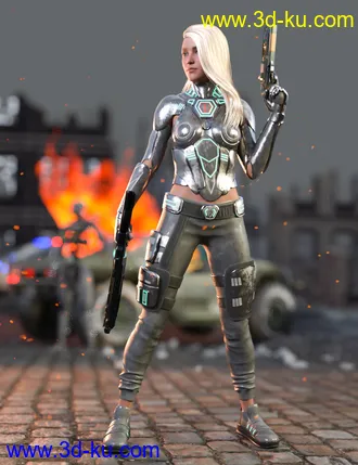 3D打印模型Sci-Fi Urban Warrior Outfit for Genesis 8 and Genesis 8.1 Females的图片