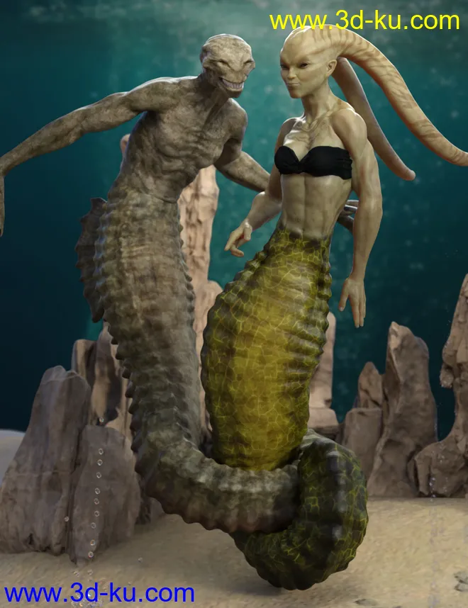 Seahorse Tails for Genesis 8.1 Males and Females模型的图片3