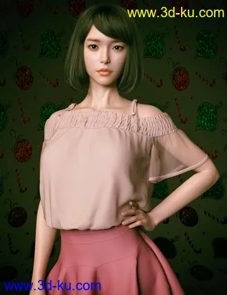 3D打印模型Shirley Lee Character with Hair for Genesis 8 and 8.1 Female的图片