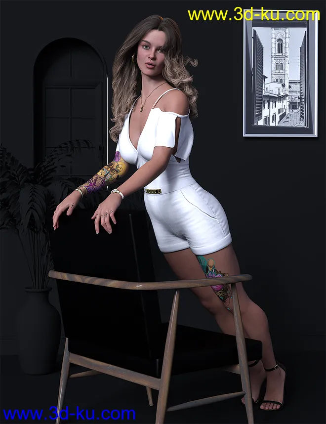 Sitting Fashion Poses and Chairs for Genesis 8.1 Female模型的图片6