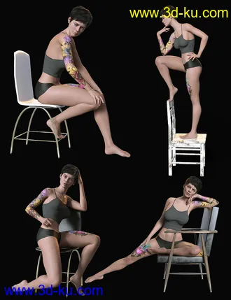 3D打印模型Sitting Fashion Poses and Chairs for Genesis 8.1 Female的图片