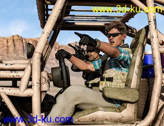 3D打印模型Snake Wrangler Truck Poses for Genesis 8 and 8.1的图片