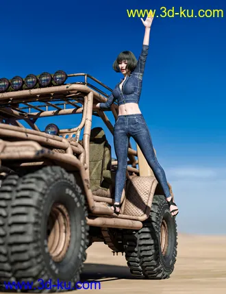 3D打印模型Snake Wrangler Truck Poses for Genesis 8 and 8.1的图片