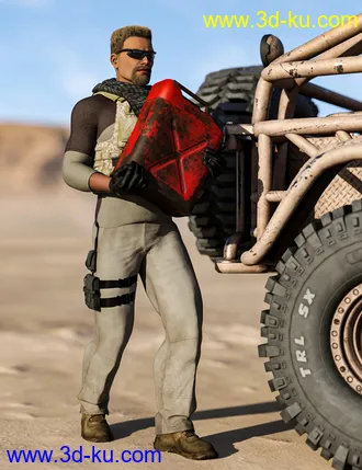 3D打印模型Snake Wrangler Truck Poses for Genesis 8 and 8.1的图片