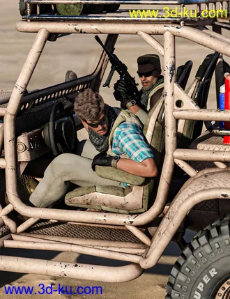 3D打印模型Snake Wrangler Truck Poses for Genesis 8 and 8.1的图片