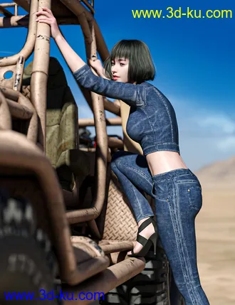 3D打印模型Snake Wrangler Truck Poses for Genesis 8 and 8.1的图片