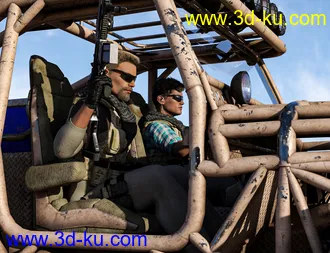 3D打印模型Snake Wrangler Truck Poses for Genesis 8 and 8.1的图片