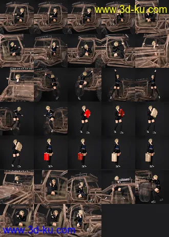 3D打印模型Snake Wrangler Truck Poses for Genesis 8 and 8.1的图片