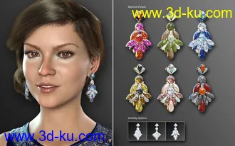 3D打印模型Statement Earrings Megapack for Genesis 8 and 8.1 Females的图片
