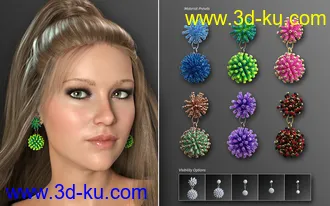 3D打印模型Statement Earrings Megapack for Genesis 8 and 8.1 Females的图片