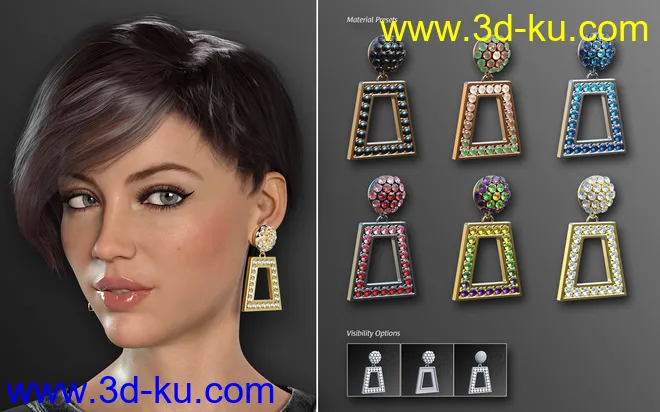 Statement Earrings Megapack for Genesis 8 and 8.1 Females模型的图片4