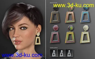 3D打印模型Statement Earrings Megapack for Genesis 8 and 8.1 Females的图片