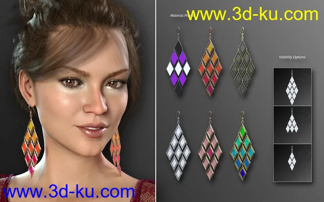 Statement Earrings Megapack for Genesis 8 and 8.1 Females模型的图片5