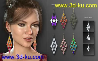 3D打印模型Statement Earrings Megapack for Genesis 8 and 8.1 Females的图片
