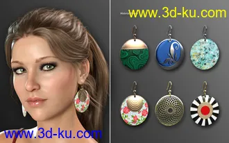 3D打印模型Statement Earrings Megapack for Genesis 8 and 8.1 Females的图片